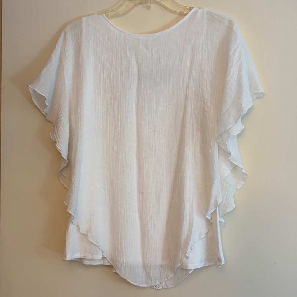 Naif Women’s White Ruffled Button-Down Flowy Boho Top‎ with Tank, size M - Picture 6 of 6